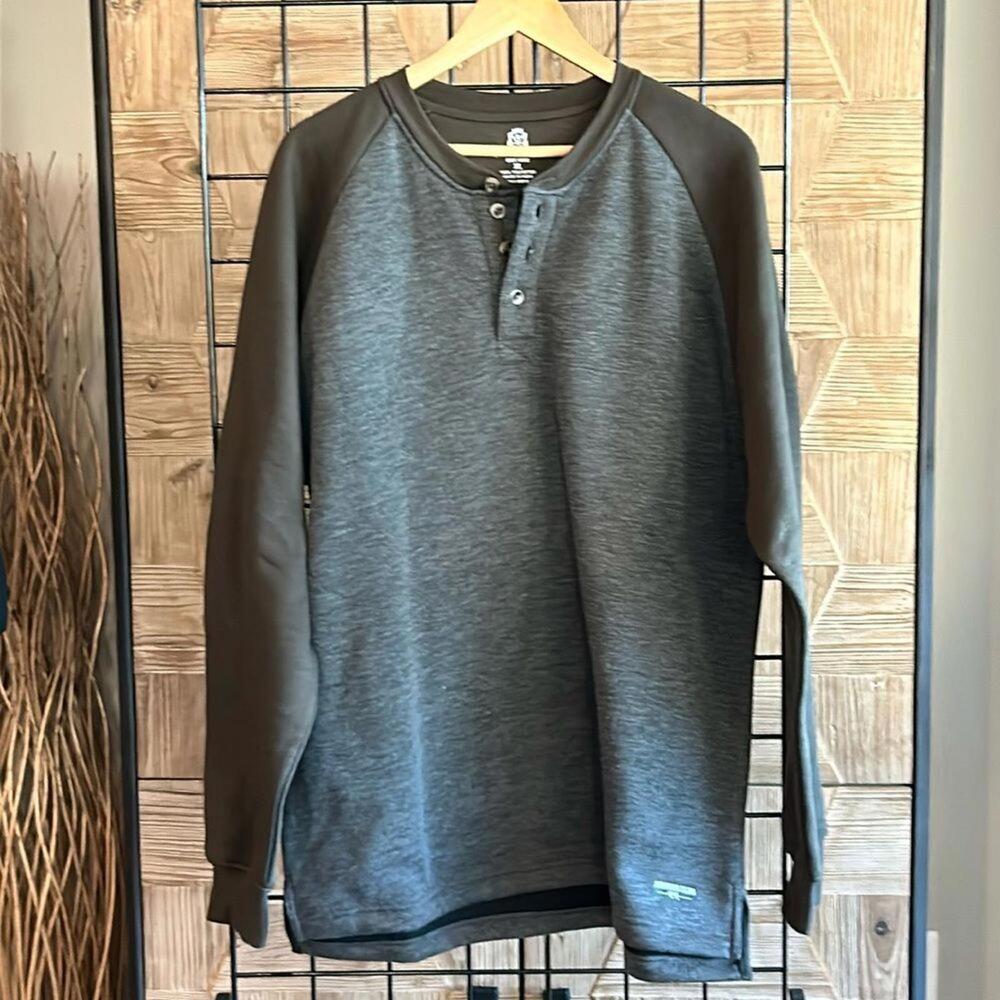 Sahara Club Men’s Henley Sweatshirt XL Charcoal & Black Pullover Casual